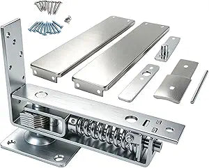 Double Action Spring Hinges, Swinging Door Hinge Pivot Hinge with Self-Closing, 100 Lbs Capacity, Stainless Steel, Fits 1.25"/1.75" Wooden Doors, Includes Hardware Kit.