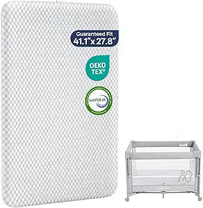ANGELBLISS Pack and Play Mattress - 1.5" Thick Mattress Pad for Infants to Toddlers, Dual Sided Comfort Gel Memory Foam Mattress with 3D Quilted Breathable Cover
