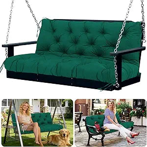 Outdoor Porch Swing Cushions 60x40 inch Waterproof Bench Cushion with Backrest Extra Thick 5" Replacement Cushions for Swing Outdoor Furniture Bench Patio Garden Backyard (Dark Green 60x40x5inch)