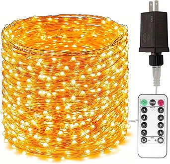 RENICE Plug in Extra Long Fairy Lights with Remote 400FT 1200 LED Waterproof Warm White Copper Wire Twinkle String Lights for Indoor Outdoor Christmas Tree Bedroom Wedding Birthday Party Girl's Room