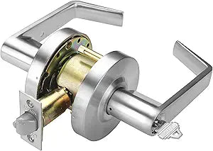 LYNN HARDWARE - Classroom - Commercial Door Lock - Heavy-Duty Designer Handles for Doors - Durable Grade 2 Indoor Locks for Doors - Cylindrical Door Handle Lock - ADA Compliant - Satin Chrome