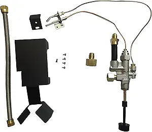 Gas Fireplace Valve Manual Safety Pilot Control System for Gas Log Sets  Compatible with Natural Gas & Propane, Includes Heat Shield and Pilot Kit (Manual, Silvery)