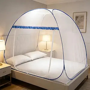 Pop-Up Mosquito Net Tent for Bed, 79" x 71" x 59" Portable Foldable Mosquito Netting with Net Bottom for Queen King Size Bed, Suit for Indoor Outdoor
