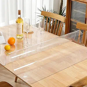Clear Plastic Kitchen Countertop Cover Mat Table Protector Cover Wooden Furniture Tablecloth Wipeable Vinyl PVC Coffee End Table Chair Floors Pad Scratch Proof
