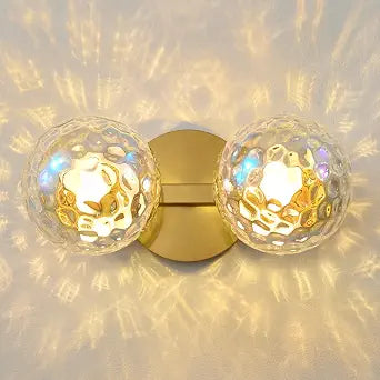 Gold Globe Wall Sconce,Vanities Lights with 2 Stained Glass Shades
