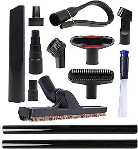 13 Pcs Universal Vacuum Attachments for Shop Vac Accessories - 2 1/2" to 1 1/4" and 1 7/8" to 1" Vacuum Hose Adapter Kit, 1 1/4" Vacuum Floor Brush Flexible Crevice Tool and Vacuum Extension Wand