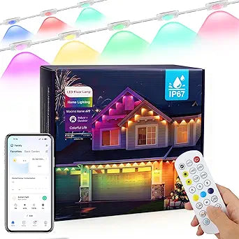 Permanent Outdoor Lights 150FT RGBIC LED Smart LED Lights, App/Remote Control IP68 Waterproof for Holiday Decor, 50 Scene Modes, DIY Lights Lighting Timing for Christmas Halloween Party M2