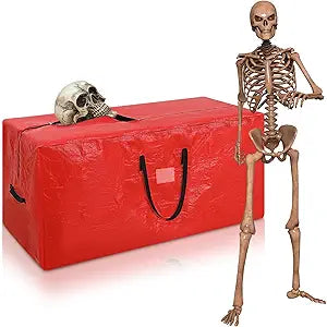 Cozypower Christmas 12ft Skeleton Storage Bag Fit up to 12ft Skeleton Christmas Tree Storage Bag Heavy Duty Extra Large Container with Durable Handles and Dual Zipper Totes 65 x 30 x 30 Inch(Red)
