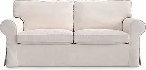 MASTERS OF COVERS Corduroy Ektorp Loveseat Sofa Cover for IKEA Two Seater Ektorp Slipcover-Corduroy Cream