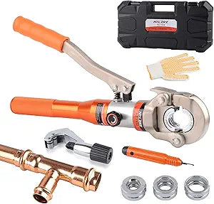 HZLZRZ Propress Tool for Copper Pipe, Hydraulic Tool Dies Jaw 1/2", 3/4", 1" with Pipe Cutter Suitable for Pressing Copper Pipe of Water Heating Crimper Tool