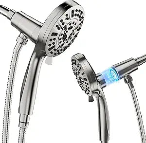Magnetic Handheld Shower Brushed Nickel,High-Pressure 10-Mode Shower Head with Magnetic Guidance Docking System,Stainless Steel Hose