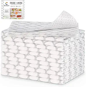 Cooyes Non Slip Refrigerator Liners, 2 in 1 Absorbent Fridge Liners and Fresh Mats Machine Washable, Refrigerator Shelf Mats for Glass Shelves Kitchen Cabinet Drawer