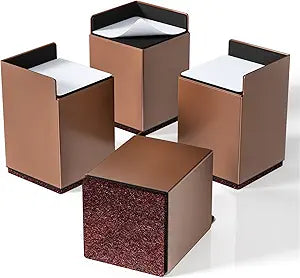 Ezprotekt Bed Risers 4 Inch, Heavy Duty Furniture Risers for Bed Couch Sofa Chair Table Leg Frame, Metal Bed Lifts Risers, Under Bed Storage & Easy to Clean, Support up to 4400 Lbs (4 Pack, Brown)