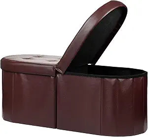 AmasSmile Storage Ottoman Bench, Foot Rest with Partitioned Storage in a Oval Design, Reinforced, Dark Gray Linen, 34"x13"x13", End of Bed Storage Bench (Brown(Linen), 34"*13"*13"inch)