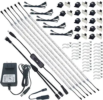 Litever Under Cabinet Light, 6 PCS 20 Inches Flexible LED Strips with Power Adapter, 24W,1800 Lumen, Daylight 5000K. Suitable for Kitchen Cabinets, Counters, Under Shelf, Closets (6-Strip-5000K)