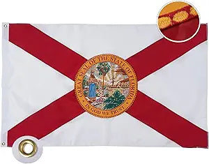 Bradford Embroidered Florida Flag 4x6 ft Vivid Color Florida State Flags for Outdoor Heavy Duty, Sunshine State Flags for Home Decoration with 2 Brass Grommets