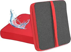 Bar Stool Cushions 16x14 inch, Non-Slip Dining Chair Cushion with Straps, Waterproof Seat Pad for Indoor Outdoor Metal Wooden ChairSet of 2, Red