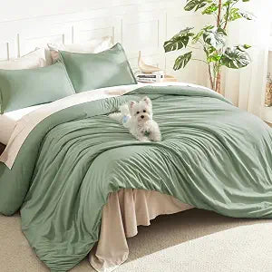 Litanika King Comforter Set Sage Green, 3 Pieces Lightweight Solid Bed Set