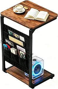 Wood Pedestal Small TV Trays for Eating on Couch Snack Food Drink ET-P-BRW1