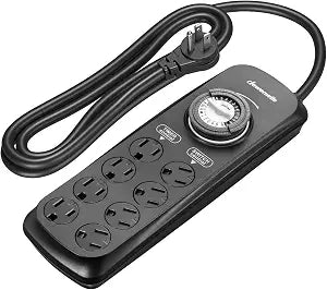 DEWENWILS Timer Power Strip with 8 Outlets, 6FT Flat Plug for Reptile Light
