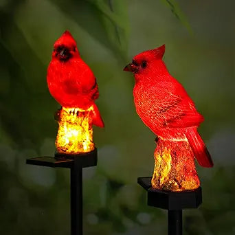Baquler 2 Pack Cardinal Solar Lights Cardinal Outdoor Decor Red Bird Solar Light Bird Figurine Garden Stake Pathway Garden Lawn Yard Decorations for Mother Mom Grandma Women Gifts