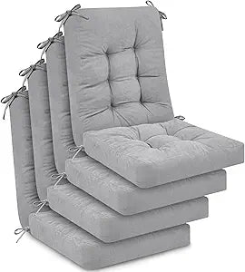 Juexica 4 Sets Outdoor Patio Chair Cushions Seat High Back Tufted Pillow Replacement Rocking Chair Cushions Pads for Patio Summer Seasonal Indoor Home Office(17 x 17 Inch,Gray)