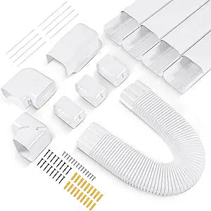 4ΓW 16.5Ft Decorative PVC Line Set Cover Kit for Mini Split Lineset Cover Kit for Air Conditioner & Heat Pump (White)
