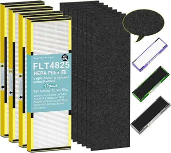 2+8 Pack FLT4825 HEPA Filter B Replacement for Germ Guardian Air Purifier, Compatible with AC4825 AC4300 AC4850 AC4880 AC4900 CDAP4500 AP2200,2 HEPA + 8 Carbon Pre-Filters,Easy Install,Odor Reduction
