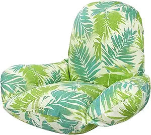 Hanging Swing Egg Chair Cushion Replacement, All Weather Water Repellent & Fade Resistant Outdoor Seat Cushion, Mixed PP Cotton & Sponge Filling with Removable Cover, Green Leaf