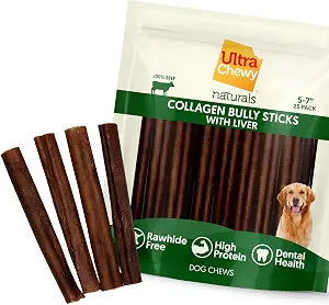 Ultra Chewy Collagen Sticks 5-7 inches (25 Pack)  Long Lasting Odor-Free, All-Natural Dog Chews  Rawhide & Bully Stick Alternative