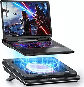 GT600 Laptop Cooling Pad Equipped Gigantic Turbo-Fan 5.5inch Diameter ,Sealed Foam for Rapid Cooling Gaming Laptop,14.1-19.3 inch Laptop Cooler with Adjustable Brackets,Dust Filter,Touch Start
