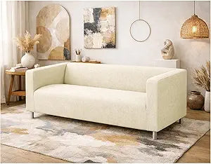 The Durable Cotton Klippan Loveseat Cover Replacement is Compatible with IKEA Klippan Loveseat Slipcover, A Sofa Cover Replacement. (Cotton Beige)