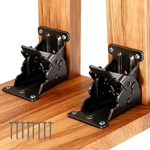 Folding Brackets, 0-180 Degrees Self-Lock Hinge with Screws Black