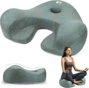Meditation Cushion, Yoga Cushion for Meditation - Cross Leg Floor Pillow for Meditator at Home, Ergonomic Comfortable Memory Foam Zafu Relieves Numbness Tailbone & Hip Pain from Long Sitting.