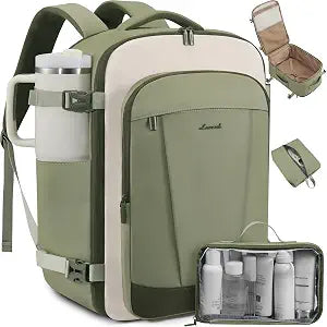 LOVEVOOK 40L Travel Backpack for Women & Men, Airline Approved Carry On Backpack, TSA Personal Item Bag fits 17.3 Inch Laptop, Waterproof Weekender Overnight Bags Suitcase for Work, Light Green