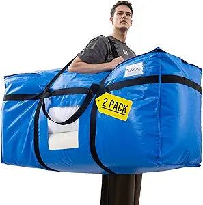 TAILI 69 Gallon Extra Large Storage Bags, XXL Blue Heavy Duty Moving Bags For Storage with Visible Window, Wrap Around Handles, Totes for Space Saving, Alternative to Moving Boxes (2 Pack)