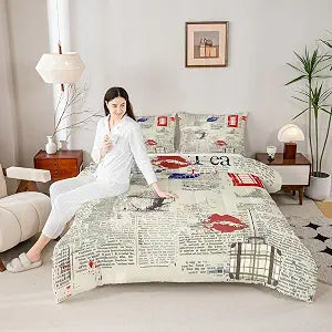 London Kids Comforter Set Twin Size,Famous England City Building Bedding Set,Boys Girls Adults Room Decor,Telephone Booth Old Newspaper Graffiti Down Comforter,Vintage Duvet Insert,1 Pillowcase