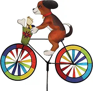 Bike Spinner Puppy 30"  Adorable Canine Design, Weather-Resistant Outdoor Decor, Durable & Lightweight for Patios, Yards, and Gardens - Eye-Catching Wind Spinner with Rotating Wheels