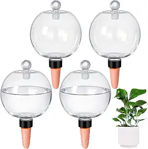 26 oz Extra Large Plant Self Watering Globes Top Fill - Upgraded Plastic Water Bulbs, Slow Release Terracotta Self Watering Planter Insert, Plant Watering Devices System, Water Spikes Stakes, 4 Pack