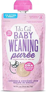 Tiki Cat Baby Weaning Puree Wet Cat Food, Chicken, 6 oz. Spout Pouch (6 Count)