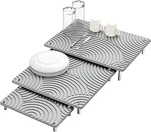 NiHome 3-Piece Diatomaceous Earth Dish Drying Mat Set, Quick-Drying Super Absorbent for Kitchen Countertops, Pet Trays, Plant Stands, Multi-Purpose Space-Saving Design, Easy to Clean & Heat-Resistant