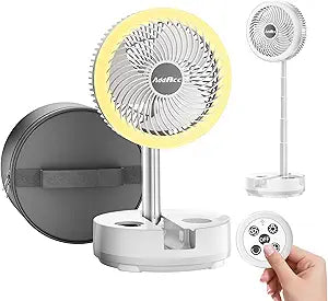 40000mAh Portable Travel Fan, Rechargeable Collapsible Fan, 106H Run, 8 Speeds Standing Oscillating Fan, Battery Powered with Timer & Light for Travel Cruise Essentials RV Outdoor Bedroom Power Outage