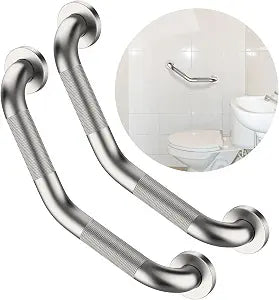 ZUEXT 2 Pack 16 Inch Angled Brushed Nickel Non Slip Knurled Shower Grab Bar