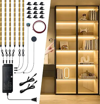 6in1 12V COB LED Cabinet Lights Under Shelf Lighting Black Strip 3.28ft