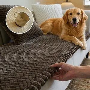 Herringbone Couch Cover for Dogs - Large Silicone Particles Non Slip Pet Sofa Protector Thick Soft Furniture Mat for Dogs Cats Washable Heavy Duty Slipcover for 3 Cushion Couch, Sectional