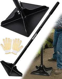 Steel Tamper Tool, 8''x8'' Heavy Duty Hand Tamper for Soil Compaction, 48" Adjustable Handle with Non-Slip Grip, Ground Dirt Tamper for Landscaping, Patio, Asphalt Repair with Gloves