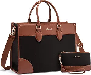 LOVEVOOK Laptop Bag for Women 15.6 lnch,Waterproof Laptops Tote Bags for Womens,Professional Work Bags for Women with Cup Holder,Large Laptop Purse Computer Briefcase Office Teacher Clutch Bag,2 PCS