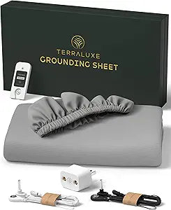 Grounding Sheets King, 12% Pure Silver, Organic Cotton, Cool, Soft, Breathable, Durable, with Tester & 2 Cords, Earth Connecting Fitted Bedding