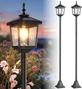68" Solar Lamp Post Lights Outdoor,2-Pack 2700K Dusk to Dawn Solar Light Posts,Waterproof Outdoor Lights for Garden, Patio, Lawn, Pathway, Driveway, Front Porch Decor(Warm White)