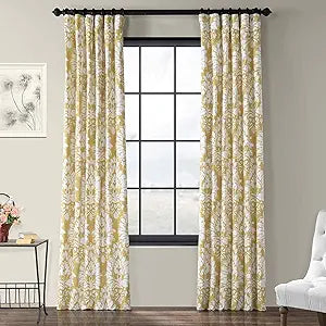 HPD Half Price Drapes Luxury Damask Printed Curtains 96 Inches Long Luxury Damask Cotton Curtains (1 Panel) Room Darkening Window Curtains for Bedroom & Living Room, 50W x 96L, Lacuna Sun Damask